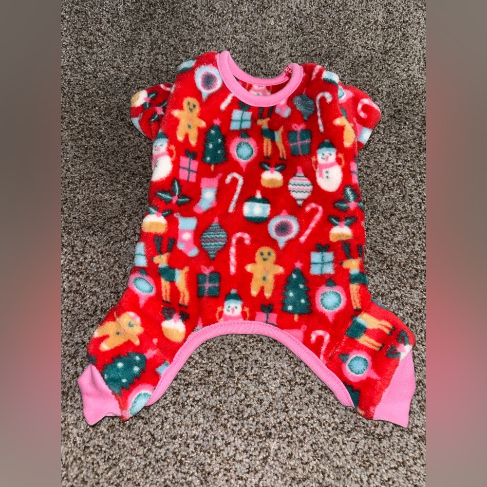 Festive Red and Pink Dog Pajamas